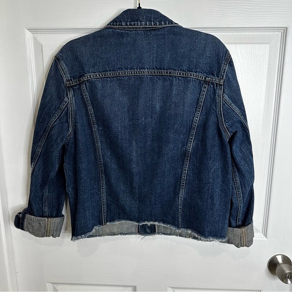 VINCE Raw Edge Denim Jacket in Engineer Large distressed - Picture 3 of 7